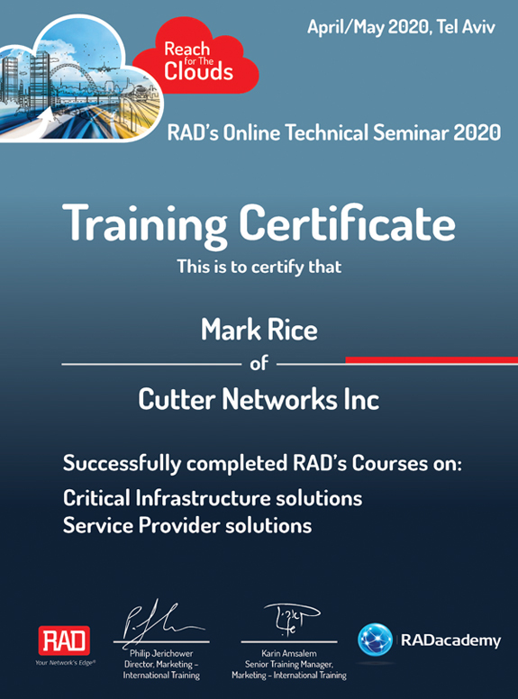 RAD Training Certificate 2020